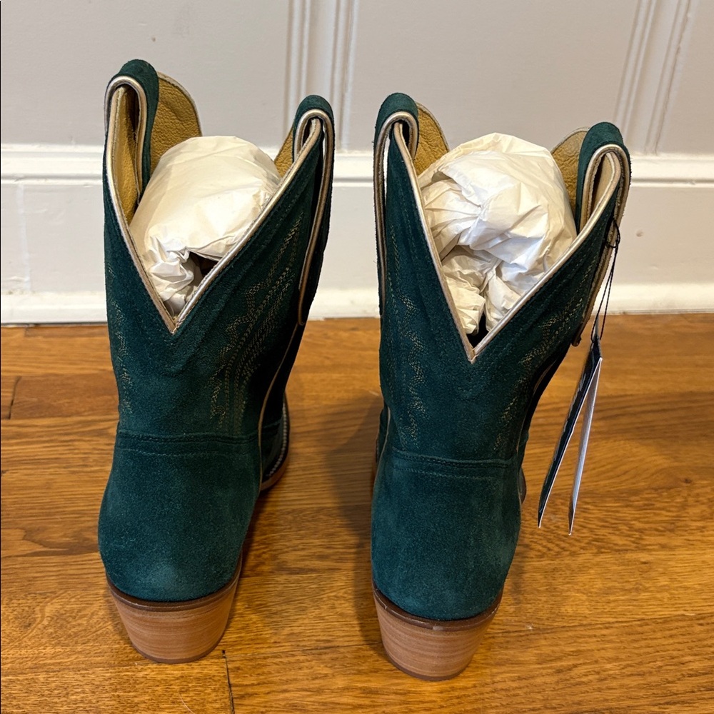 NWT & Box Tony Lama Dark Green Suede Western Boots - Picture 6 of 15